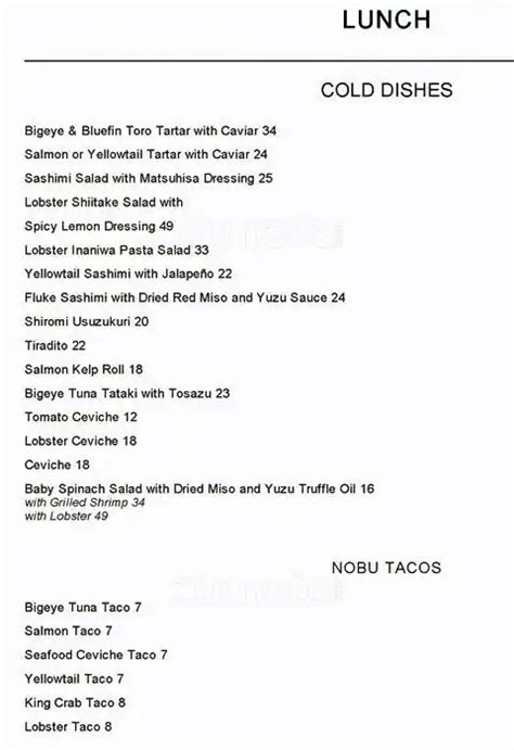 nobu houston menu|nobu 57 menu.